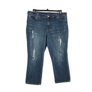 Jennifer Lopez Capri Jeans Size 18W Distressed Destroyed Medium Wash